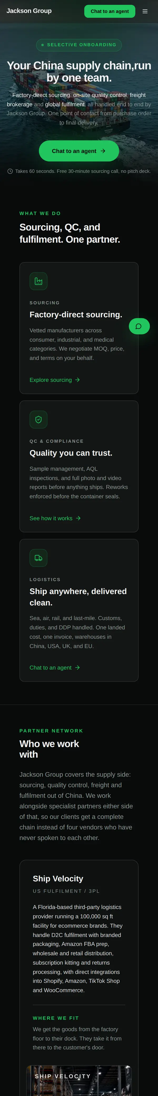 The Jackson Group website on a phone