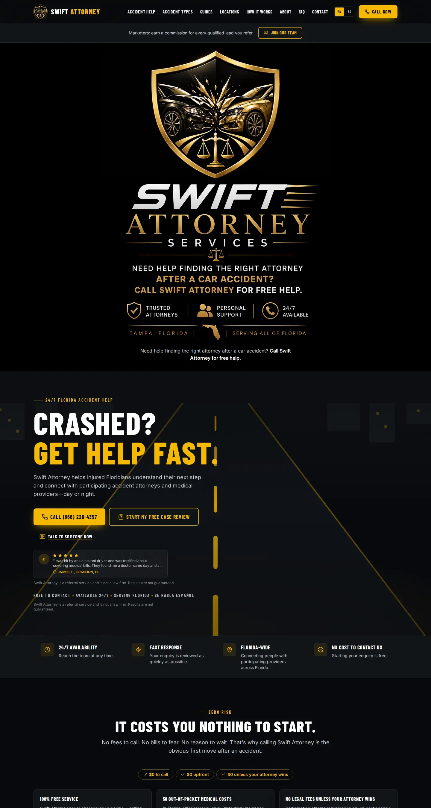 The Swift Attorney website, built by Setavo