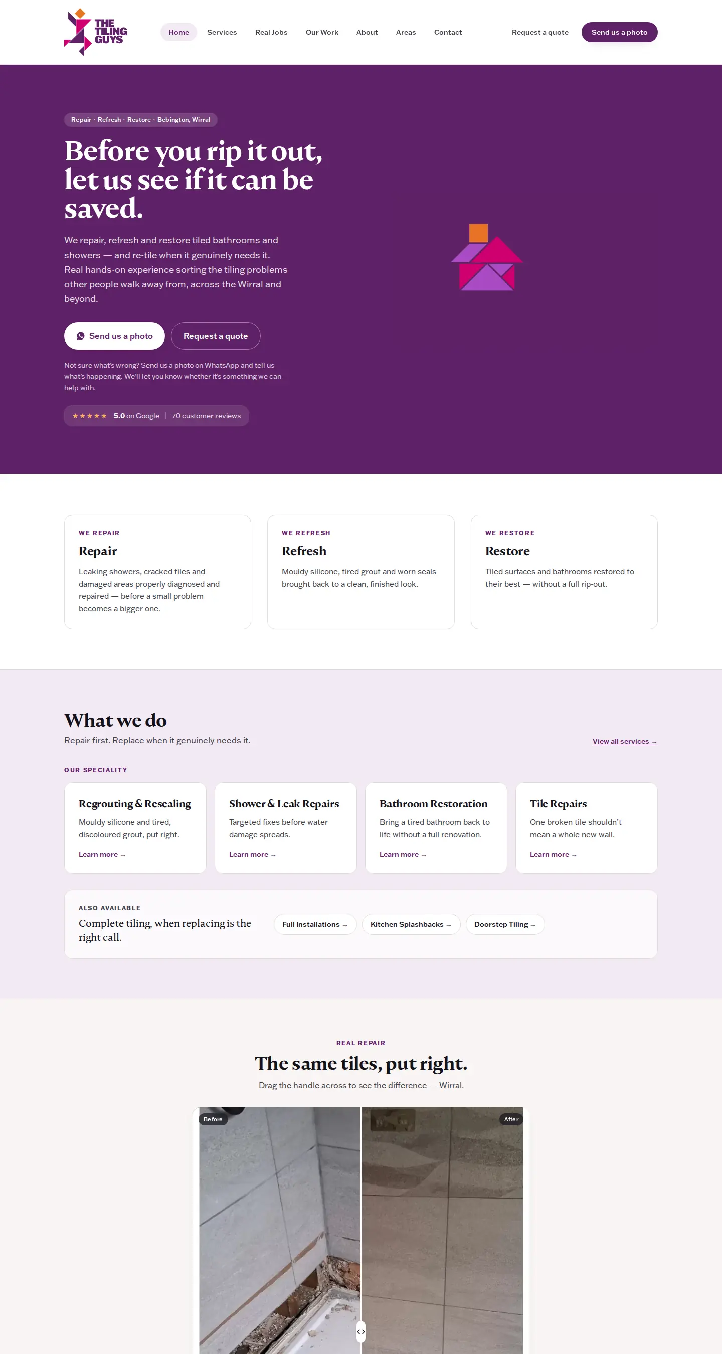 The The Tiling Guys website, built by Setavo